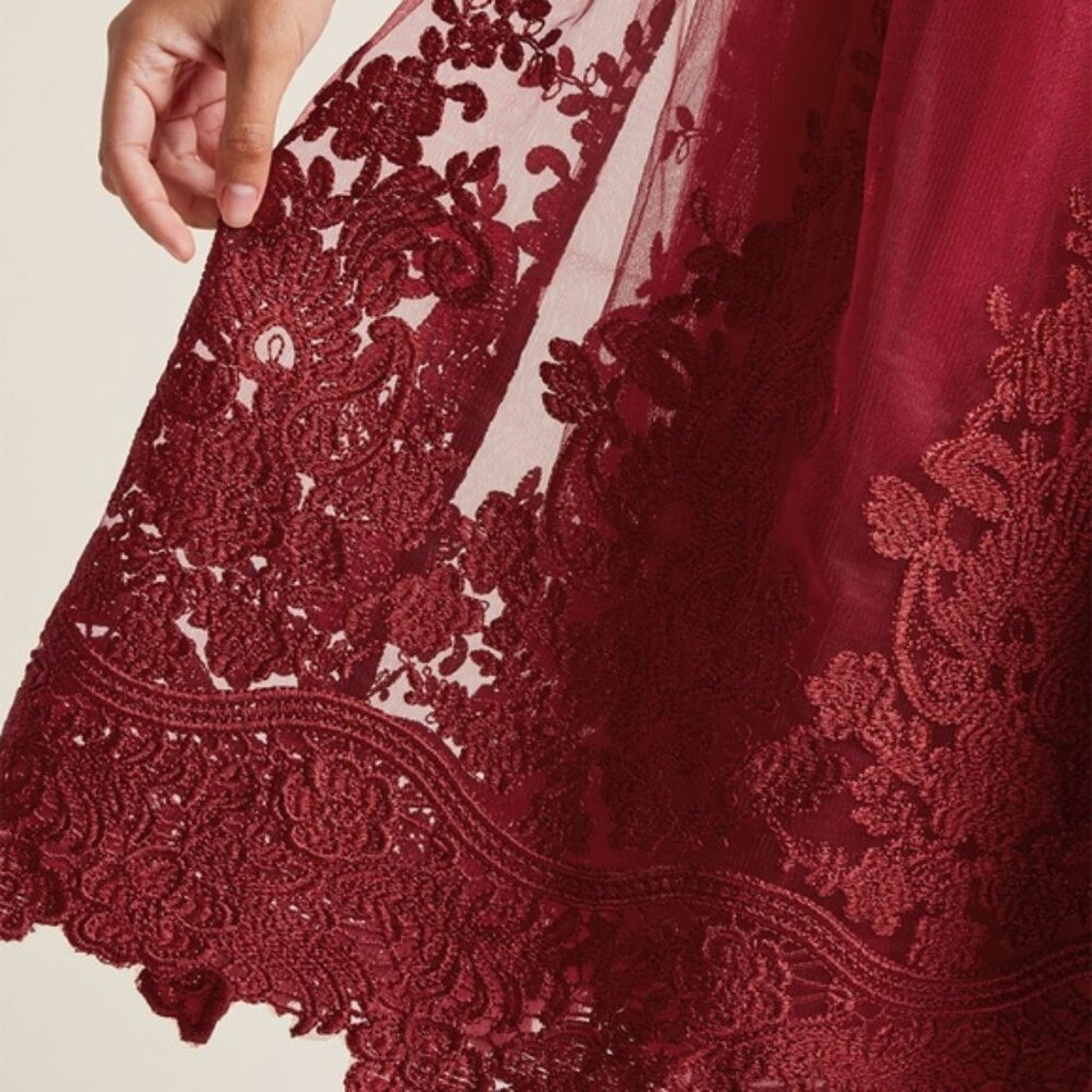 CHI CHI London Fiery Red Fit & Flare Dress w/ Full Tulle Skirt - Picture 9 of 9